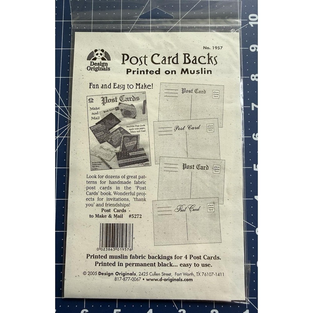 Post Card Backs Printed on Muslin # 5272‎ Make & Mail No. 1957 Design Originals